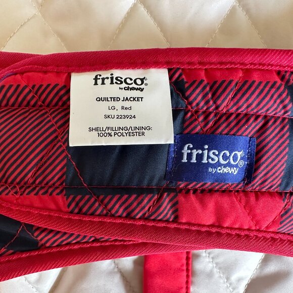 NEW Frisco by Chewy Dog Reversible Jacket L Black Red Plaid Quilted Winter Coat - Picture 5 of 10